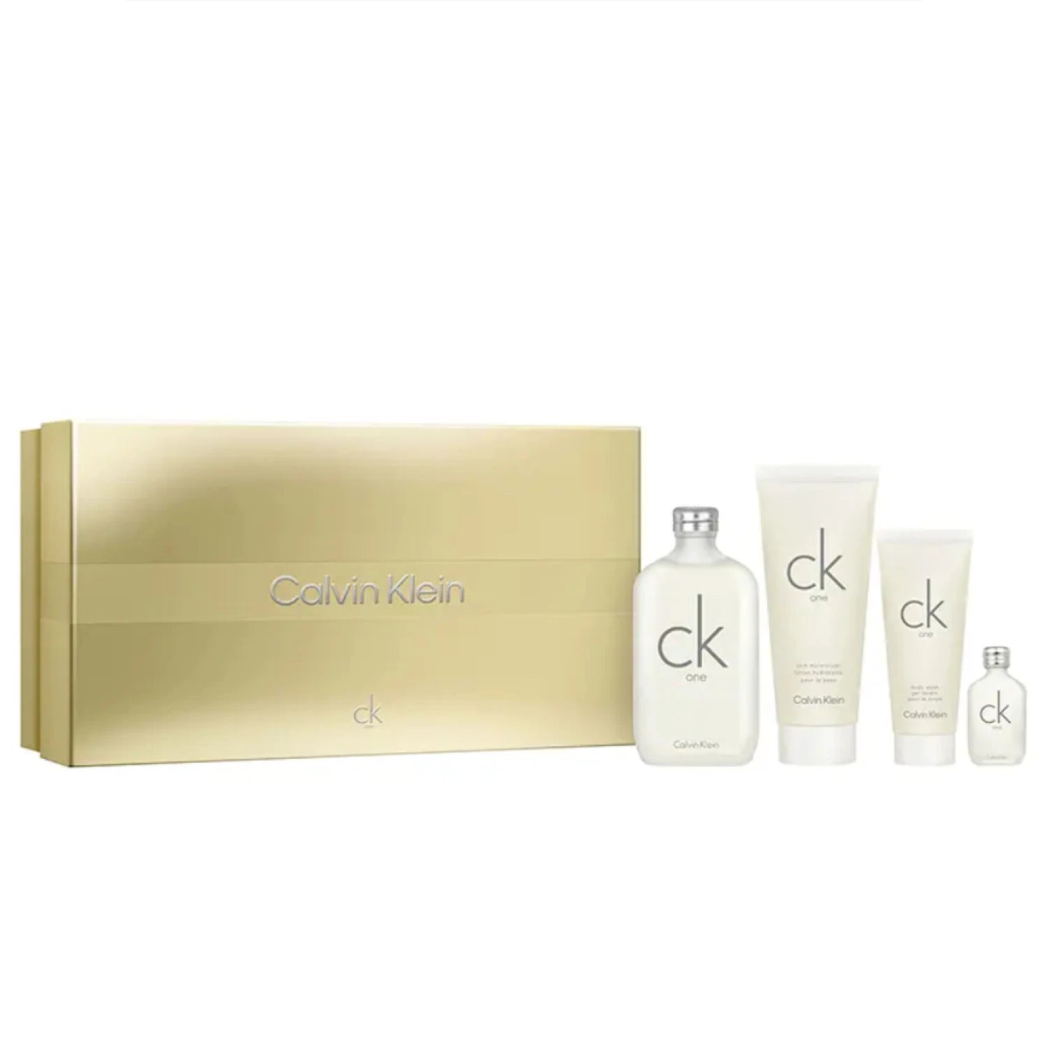 Cofre CK ONE Perfume EDT 200ml + Body Lotion 200ml + Sower Gel 100ml + Minitalla