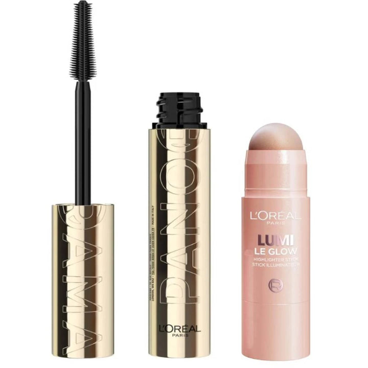 Pack L’Oréal Máscara de Pestañas Panorama Blackest Black + Iluminador Le Highlighter Golden Couture