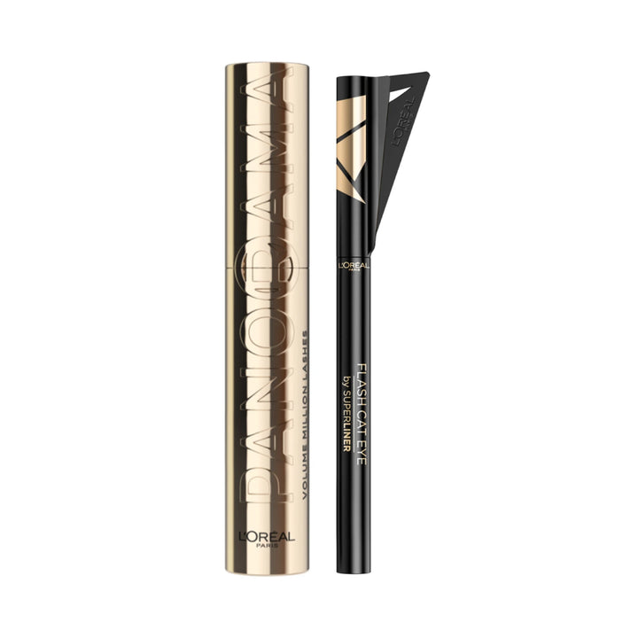 Pack L'Oreal Paris Máscara De Pestañas Voluminous Panorama + Delineador Flash Cat Eye Black