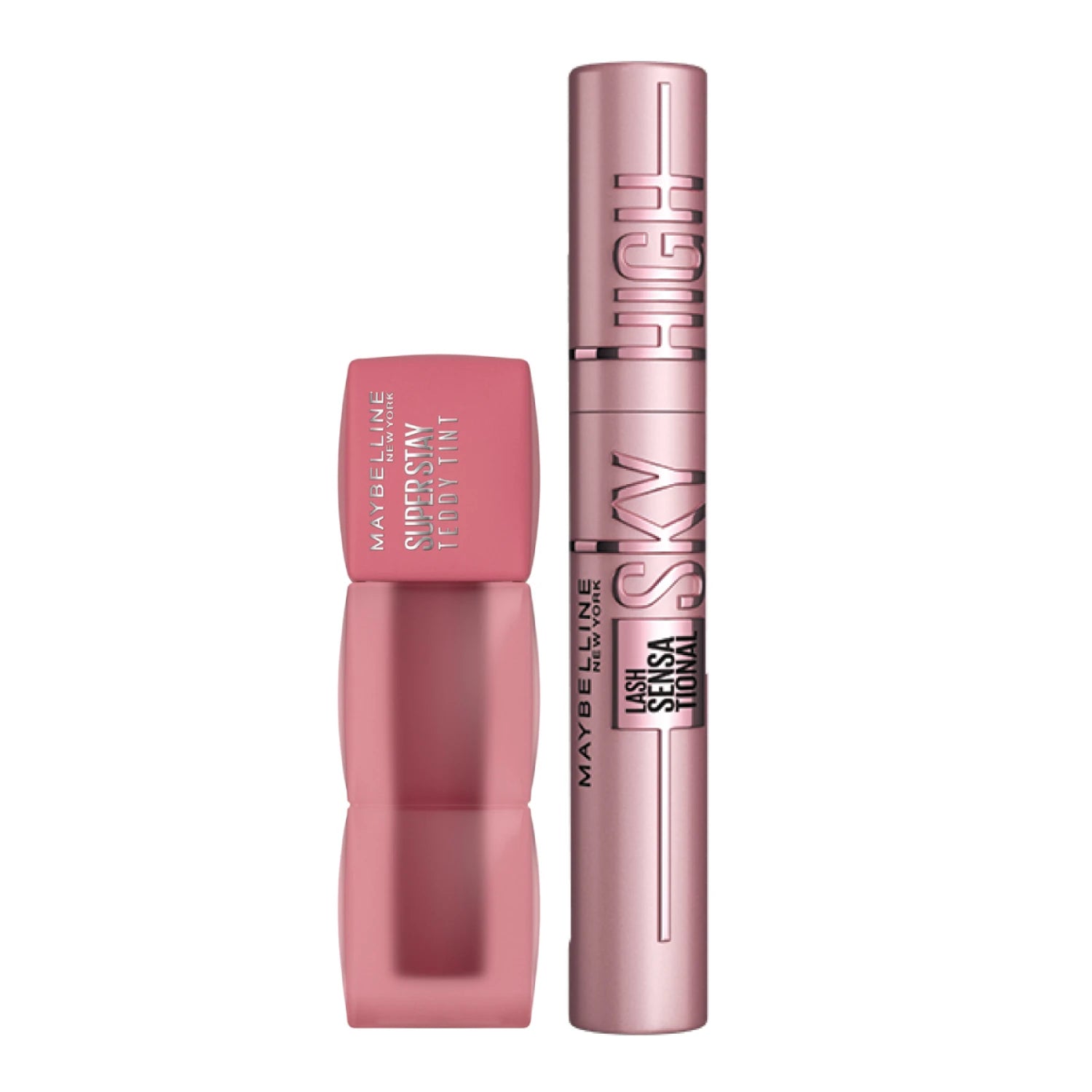 Pack Maybelline New York - Máscara De Pestañas Sky High + Labial SuperStay Teddy Tint Kneehigh